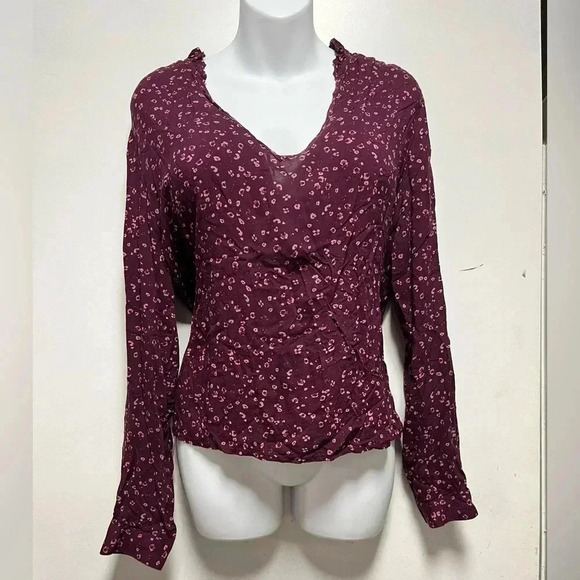 Cloth & Stone by Anthropologie Plum Leopard Print Blouse Size M - Picture 3 of 5